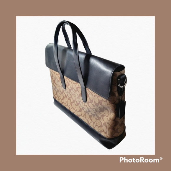 NWOT Authentic Coach Hamilton Signature Portfolio Brief Bag Unisex Crossbody - Picture 3 of 7